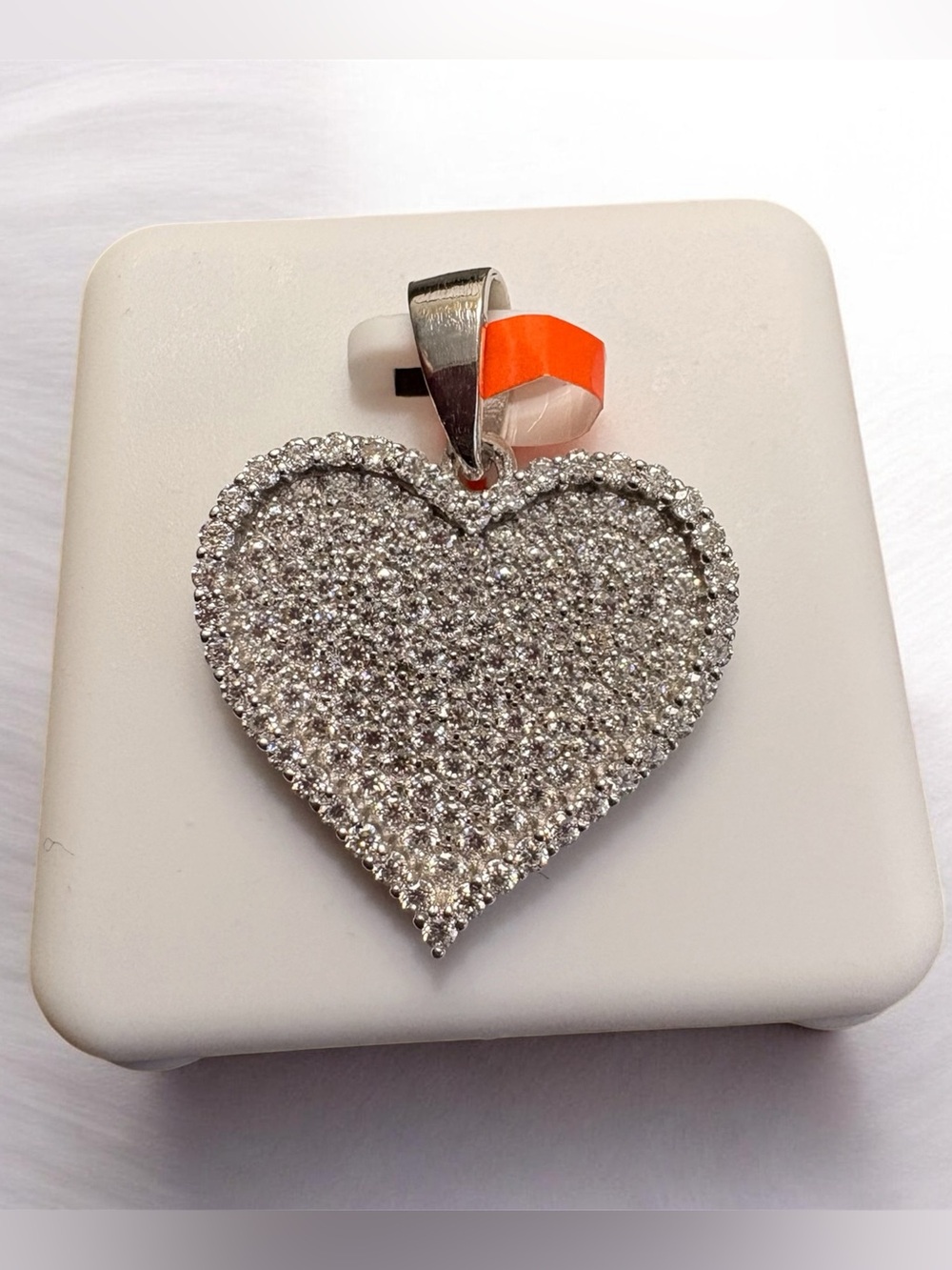Sterling Silver Moissanite Heart Pendant